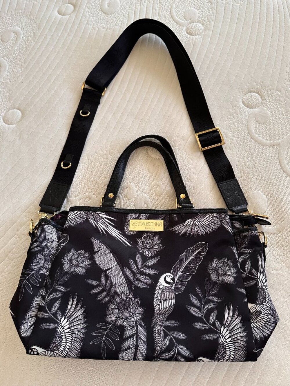 Anuschka - Fabric with Leather Trim Multi Compartment Satchel